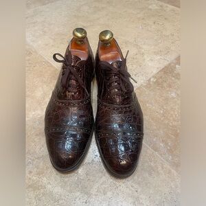 Men’s Polo Ralph Lauren Brown Crocodile Cap toe Dress shoe